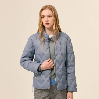 【ILEY 伊蕾】保暖無縫小立領縮口羽絨外套(深紫；M-2L；1254164414)