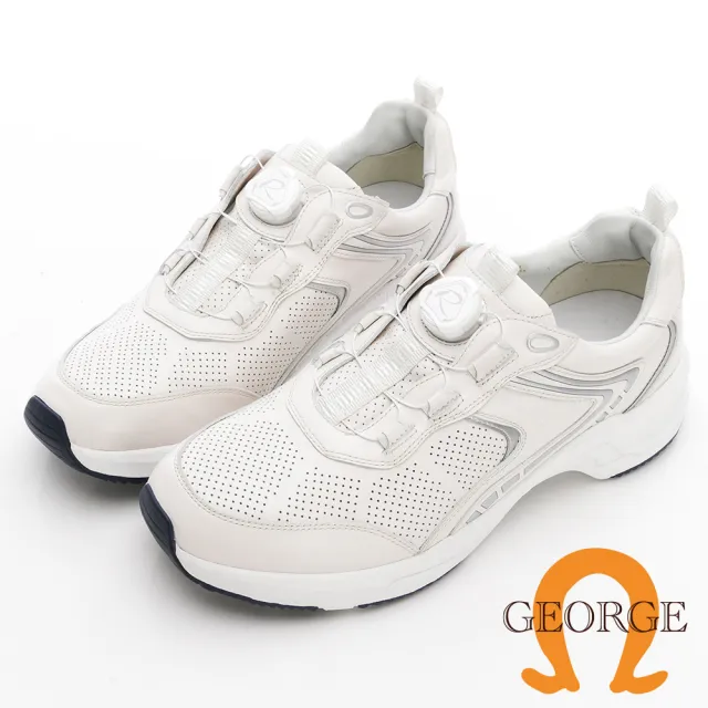 【GEORGE 喬治皮鞋】輕量軟皮旋轉釦氣墊休閒鞋 -白538002ZV