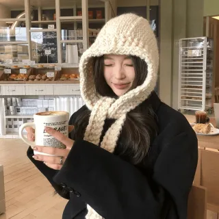 【HaNA 梨花】韓國訂單 冰島故事 巴拉克拉法帽粗針圍巾毛帽(巴拉克拉法帽 粗針 圍巾 毛帽)