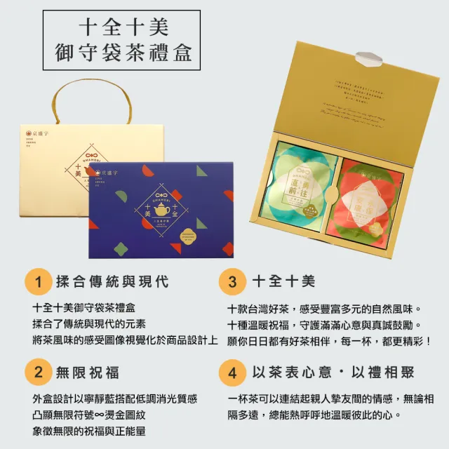 【京盛宇】十全十美御守袋茶禮盒-10入茶包(十款台灣好茶與祝福/茶包禮盒)