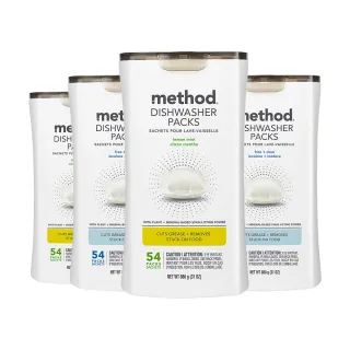 【method 美則】潔淨三效聰明洗碗球/洗碗粉/洗碗錠54顆x4入(洗碗機專用)