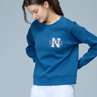 【NAUTICA】官方旗艦 女裝 品牌LOGO短版長袖T恤(藍色)