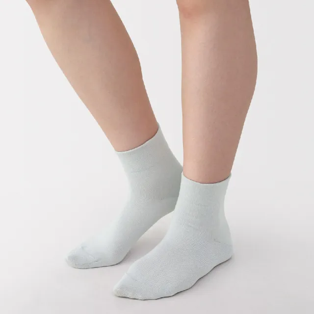 【MUJI 無印良品】女足口柔軟舒適莫代爾混輕薄直角短襪23-25cm(柔白/深灰/淡黃/薄荷綠/淺藍/淺紫/棕色)