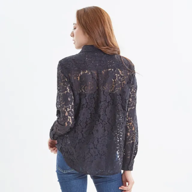【Star Lace 矽米子】SiTEX矽米子蕾絲長袖罩衫-黑色