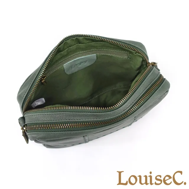 【LouiseC.】雙11 Tree House 中性 高質感超輕盈水染牛皮 手縫線雙隔層多收納 側肩背斜背真皮方包 4色 CC15