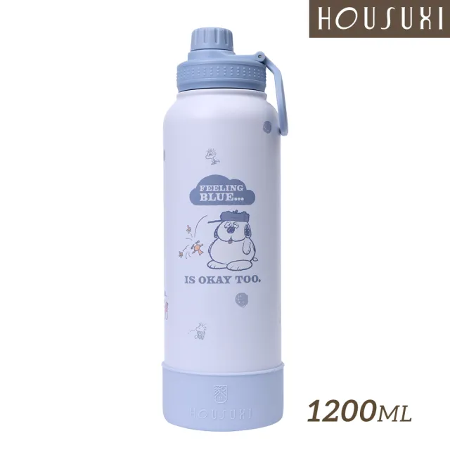 【HOUSUXI 舒希】史努比－歐拉夫大容量保冷保溫瓶-附吸管-1200ml-A3