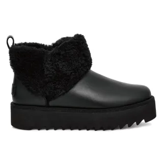 【UGG】雪靴 女鞋 靴子 厚底 真皮 W Ultra Mini Alina Curled 黑色 UG1169510BLK