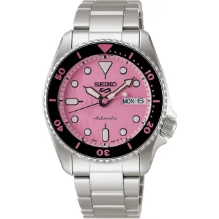 【SEIKO 精工】5 Sports x Pink Panther 遇見粉紅豹 頑皮豹 限量聯名機械錶 套錶-38mm(4R36-18B0P)