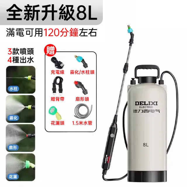 動力噴霧器 德力西】8L肩負式電動噴霧器農用打藥機園藝消毒噴灑器農藥噴壺噴霧機