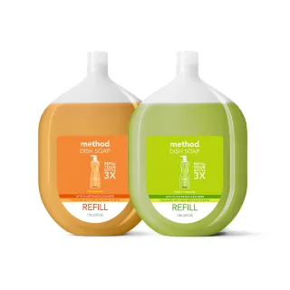 【method 美則】純淨洗碗精補充瓶 1590mlx2入(克萊門氏柑橘 萊姆海鹽)