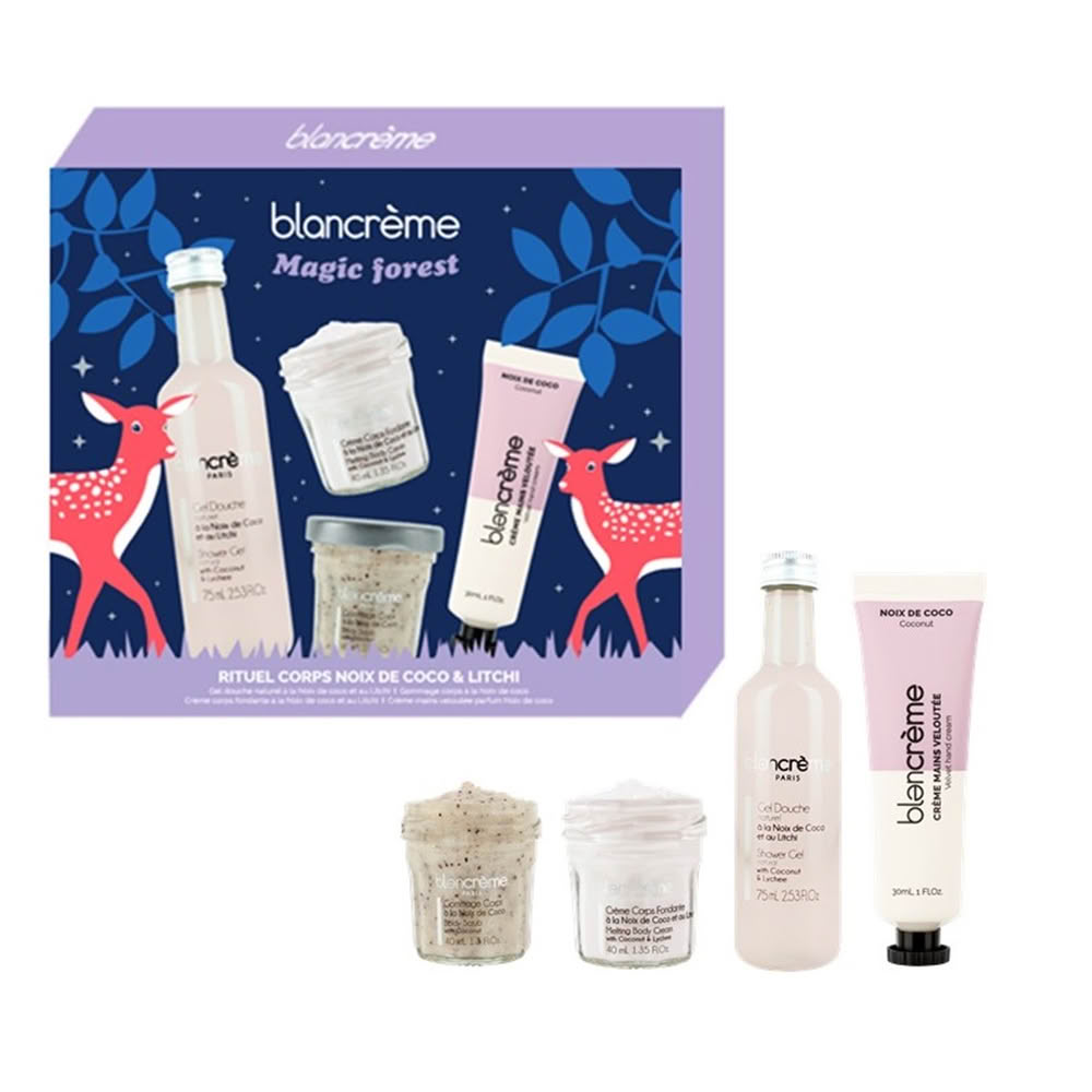 【blancreme】魔法森林 椰子荔枝 身體護理組(磨砂膏/身體乳/沐浴凝膠/護手霜)