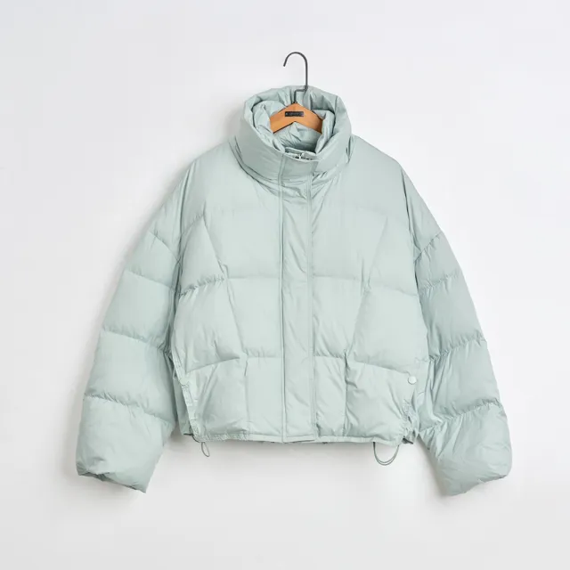 【gozo】廓型立領方塊壓紋羽絨外套(淺綠)