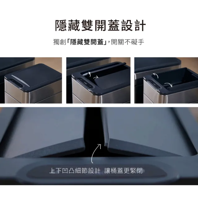 【ELPHECO】不鏽鋼雙開除臭感應垃圾桶 30公升 ELPH7534U