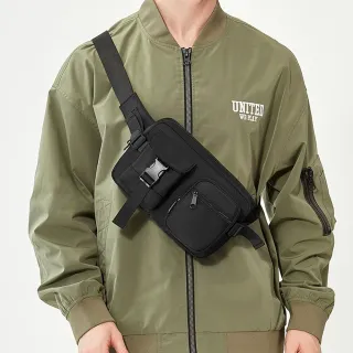 【BOZO 伯樂】日系潮流運動風休閒輕便隨身腰/胸包.斜背包B6080(經典黑)