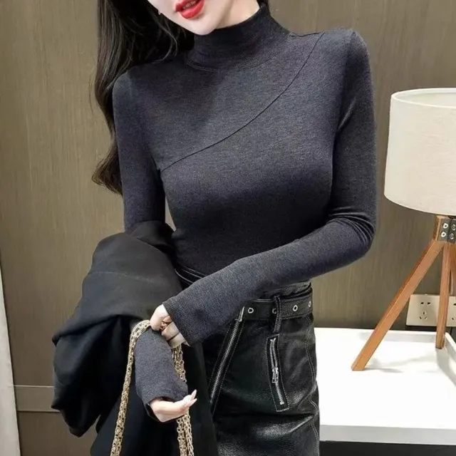 【AKARA】羅紋德絨保暖顯瘦款內搭高領上衣(保暖鎖溫/女裝內搭打底/舒適穿搭)