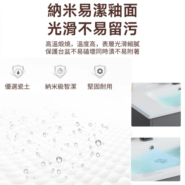 【歐德沐】太空鋁落地式浴室櫃 浴櫃 浴室收納櫃 衛生間洗手盆 洗臉盆 洗漱台(80公分 納米釉面 碳纖維防潮)