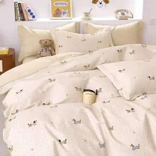 【日禾家居】200織100%純棉兩用被床包組-均價(單/雙/加大_多款任選)