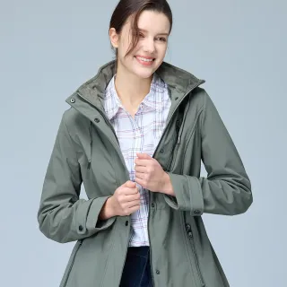 【NAUTICA】官方旗艦  女裝 百搭收腰長版連帽外套(綠色)