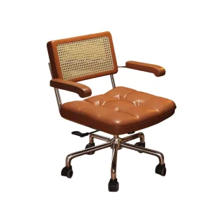 【HappyLife】復古風仿藤編滑輪椅 電腦椅 Y12252(辦公椅 沙發 電競椅 扶手椅 椅子 滑輪椅)