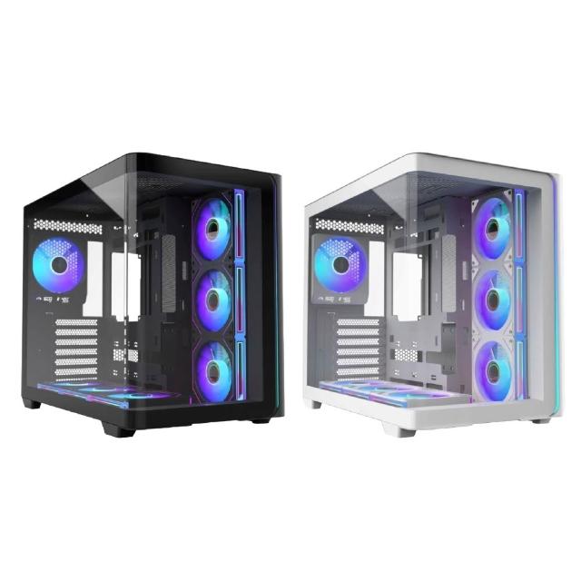 【FSP 全漢】M580 PRO 一體式曲面海景機殼 黑/白(ATX/液晶風扇/內附無限鏡風扇6個/背插/5090顯卡)