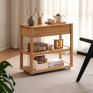 【hoi! 好好生活】源氏木語都市橡膠木實木可移動超薄邊櫃0.8M Y13QQ0001