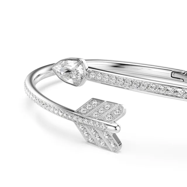 【SWAROVSKI 施華洛世奇】官方直營 Idyllia 箭頭手鐲 混合式切割 白色 鍍白金色(情人節禮物)