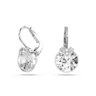 【SWAROVSKI 施華洛世奇】官方直營 Bella V 水滴形耳環 圓形切割  白色 鍍白金色
