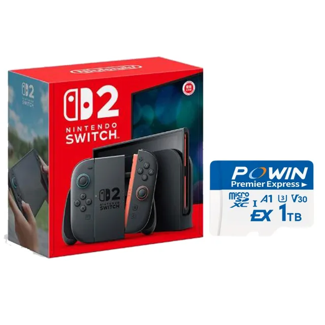 【Nintendo 任天堂】Switch 2 主機+【Powin】NS2 Switch 2特規記憶卡 1T+《9H鋼化貼》