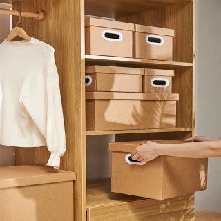 【Quality 聚家】牛皮紙收納箱搬家儲物箱家用零食衣物整理箱(衣物收納筐/紙質整理箱/雜物收納箱)