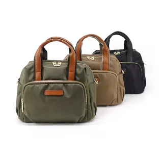 【LouiseC.】Tree House 輕盈尼龍+牛皮立體拉鍊袋多收納手提側肩背斜背防水包-3色(CC8291)