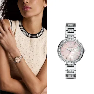【FOSSIL】Karli 奢華晶鑽女錶 不鏽鋼錶帶 32 MM (兩色可選)