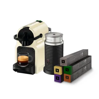 【Nespresso】膠囊咖啡機 Inissia 奶泡機組合_多色任選 奶茶色 送禮 入厝 全自動咖啡機(咖啡館50顆組)