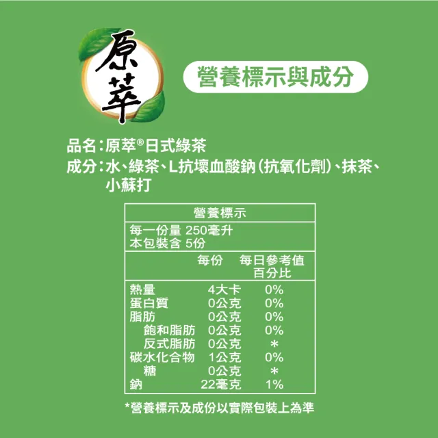 【原萃】日式綠茶 寶特瓶1250ml x12入/箱(健康認證)