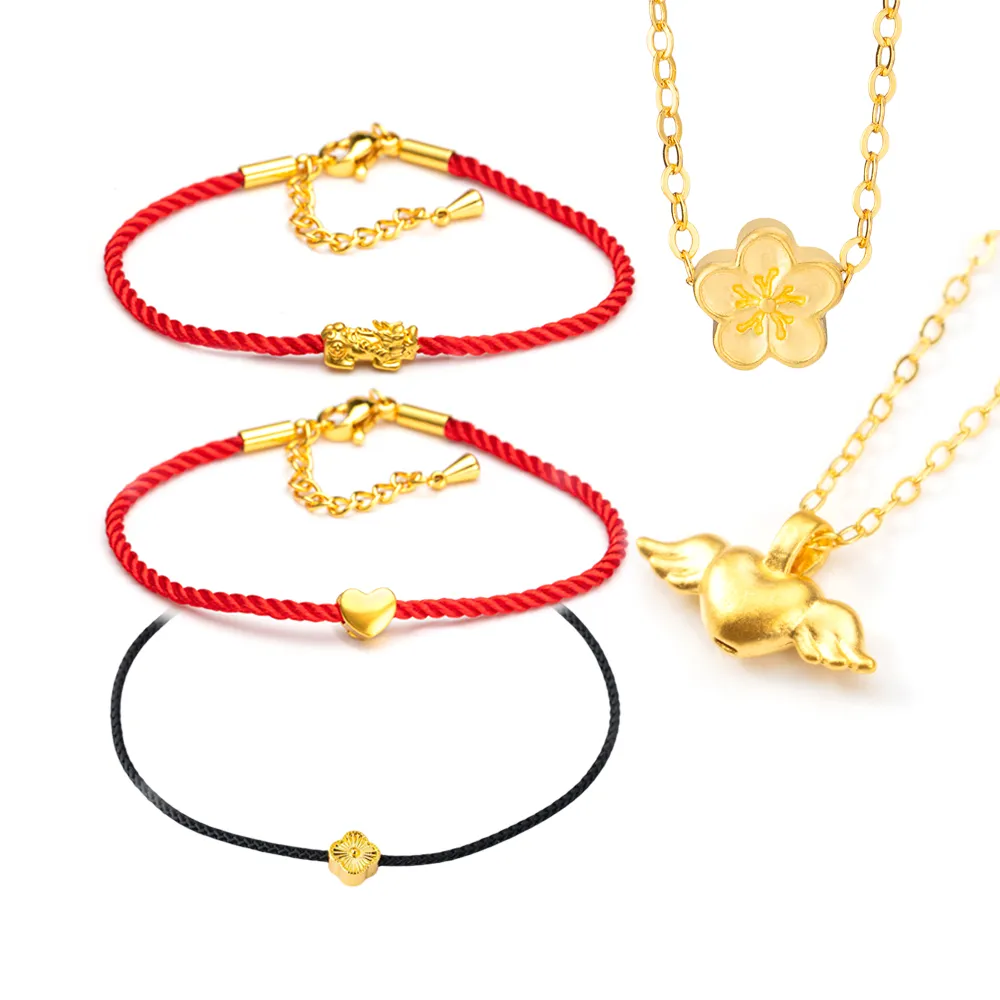 【K.D.J 圓融珠寶】999黃金手鍊/項鍊買一送小金龍/馬墜(多選1)