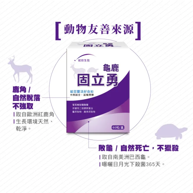 【統欣生技】龜鹿UCII 固立勇 5入組(60粒/入-葡萄糖胺.UCII.鯊魚軟骨素.運動保養)