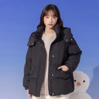 【gozo】MOMO獨家款★限量開賣 品牌膠標可拆式連帽羽絨外套(兩色)