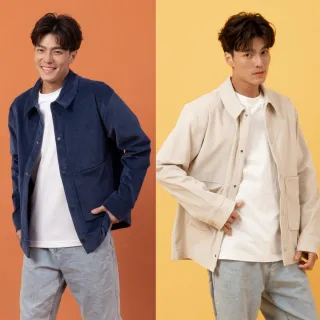 【NEW BALANCE】NB 燈芯絨襯衫外套_男性_米杏/深藍色_MT53524NNY_MT53524TWF(美版 版型偏大)