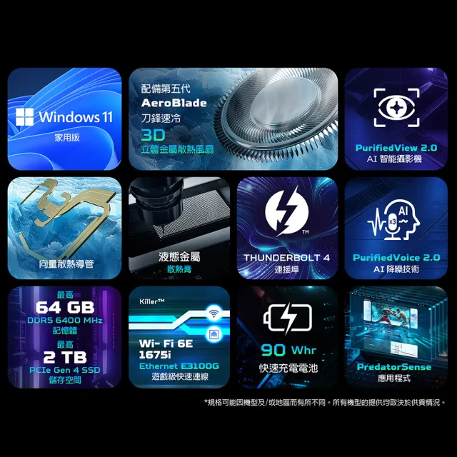 【Acer 宏碁】16吋GeForce RTX 5060 Ultra9電競筆電(Predator/PHN16-73-900P/Ultra 9 275HX/16G/512GB/W11)