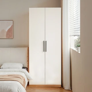 【hoi! 好好生活】預購45天★林氏木業現代簡約0.8M雙門衣櫃 JC1D-F 原木+白