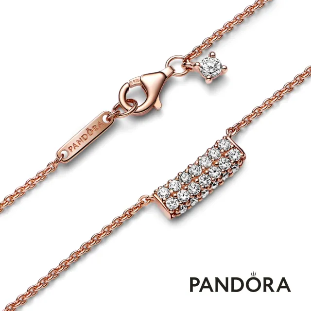 【Pandora 官方直營】Pandora Timeless Pave 雙重璀璨飾條短項鏈