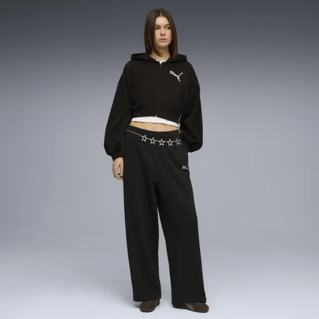 【PUMA官方旗艦】流行系列ESS水鑽Logo長褲 女性 63456701(黑色)