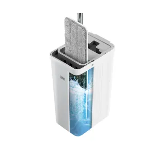 momo獨家【3M】百利輕巧型免手洗平板拖把刮水桶(1桿1桶3吸水布)