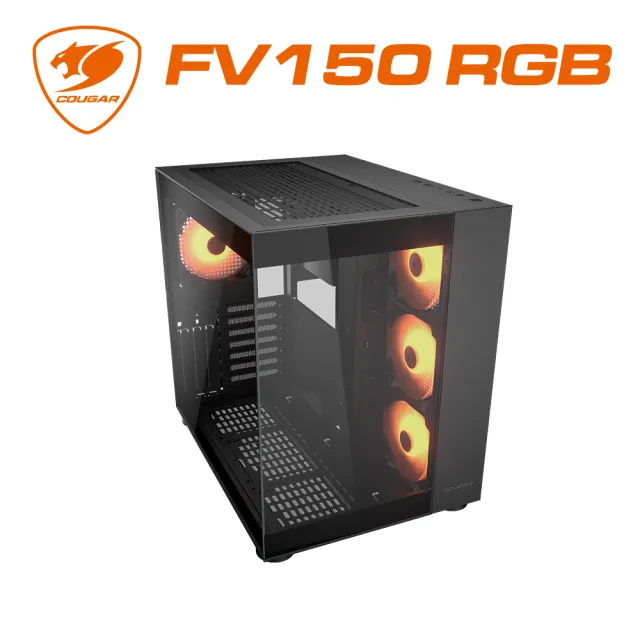 【COUGAR 美洲獅】FV150 RGB 電競機箱 電腦機殼(黑色/ATX/附4顆ARGB風扇)