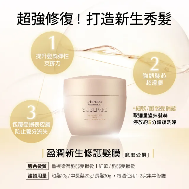 【SHISEIDO PROFESSIONAL 資生堂專業美髮】盈潤新生修護髮膜200g(脆弱受損)