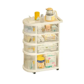 【Yeya也雅】速組摺疊式嬰兒床邊用收納推車-1門+3抽屜-DIY-多色可選(置物車/收納推車/滑輪置物車)