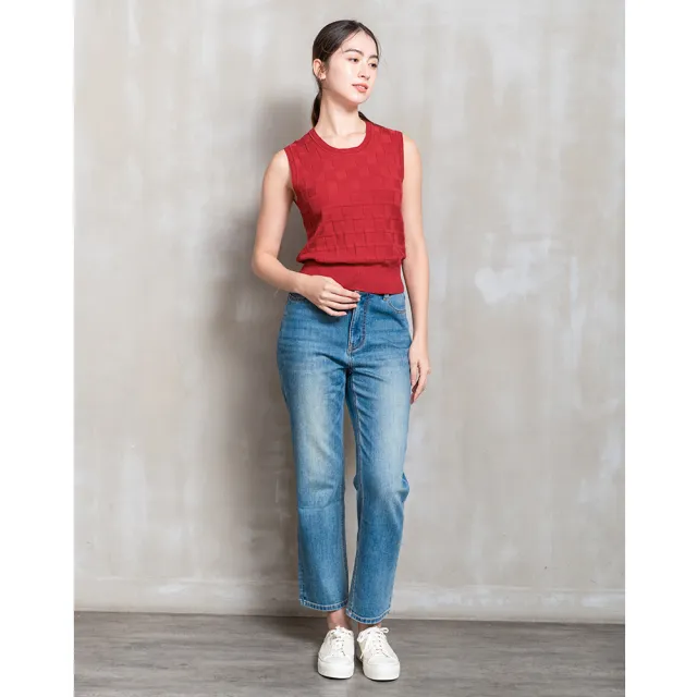 【perng yuh 芃諭名品】優雅亮麗 立體格紋 針織背心(2026 SS Collection|5A春夏新品上市)