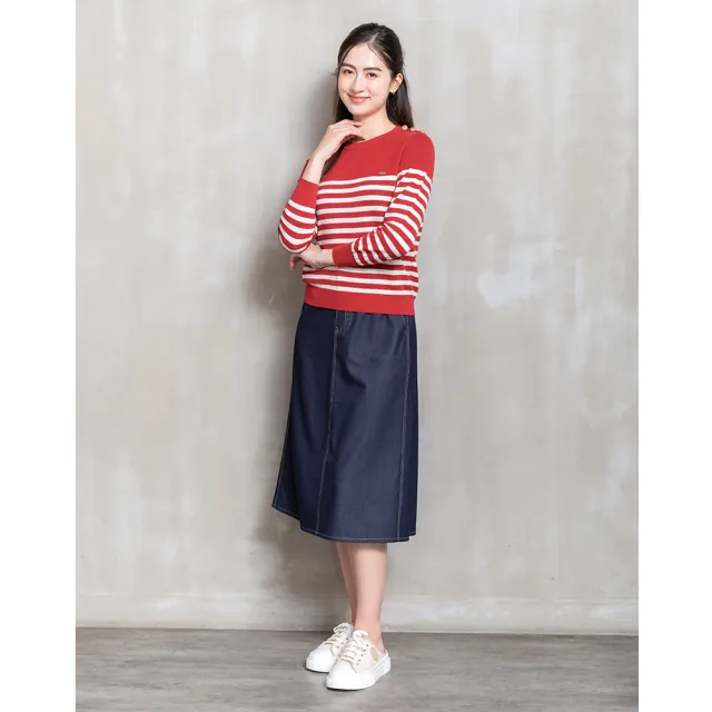 【perng yuh 芃諭名品】方向定錨 輕光澤 丹寧 牛仔裙(2026 SS Collection|5A春夏新品上市)