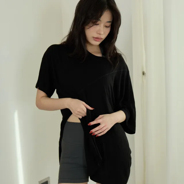 【SeasonsBikini】寬鬆綁帶蓋臀運動短袖上衣-B1035
