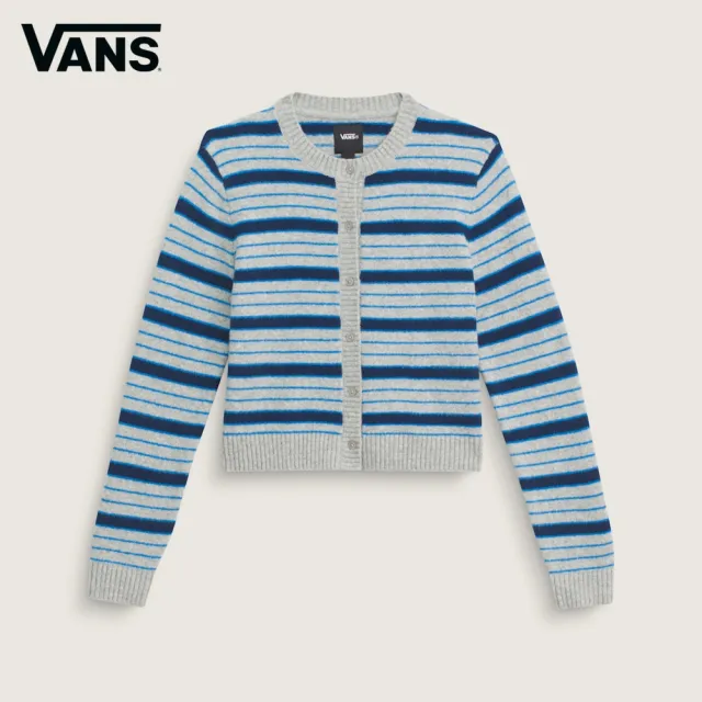 【VANS】官方旗艦 Premium LX Dolly Stripe Cardigan 女款藍色針織外套