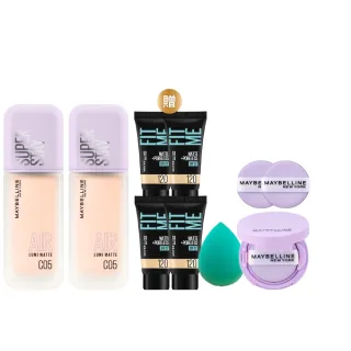 【MAYBELLINE 媚比琳】全新升級!裸霧光持久水粉底AIR SPF12 PA+++ 2入組(#小方胖AIR#專櫃級奢華粉底)